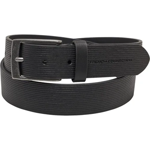 French Connection Mens Parallel Line Casual Belt Black