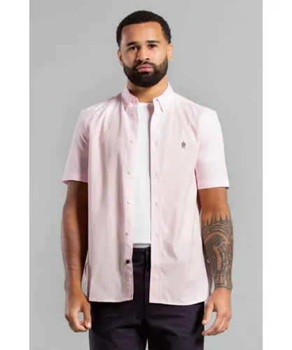 French Connection Mens Pink Cotton Short Sleeve Oxford Shirt