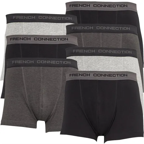 French Connection Mens Seven Pack FC Boxers FC3U Black/Black/Black/Charcoal/Charcoal/Grey