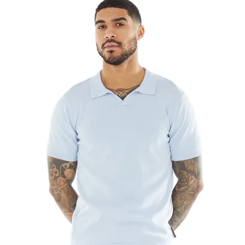 French Connection Mens Short Sleeve Trophy Polo Shirt Sky