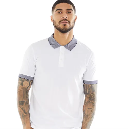 French Connection Mens Stripe Collar Polo White