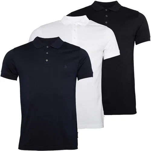 French Connection Mens Three Pack Jersey Polos Multi 2 -Black/White/Marine