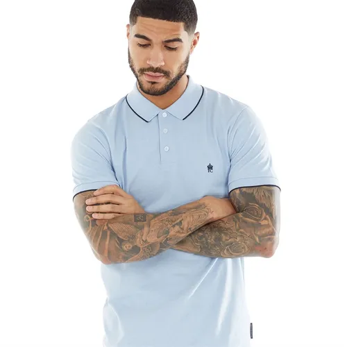 French Connection Mens Tipped Pique Polo Sky Mel/Marine
