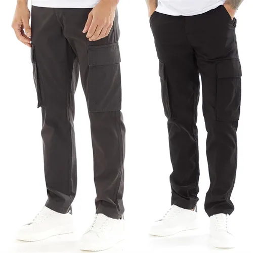 French Connection Mens Two Pack Cargo Pants Black/Charcoal