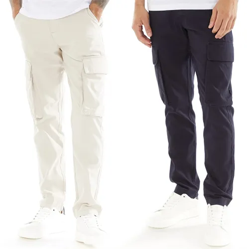 French Connection Mens Two Pack Cargo Pants Marine/Stone