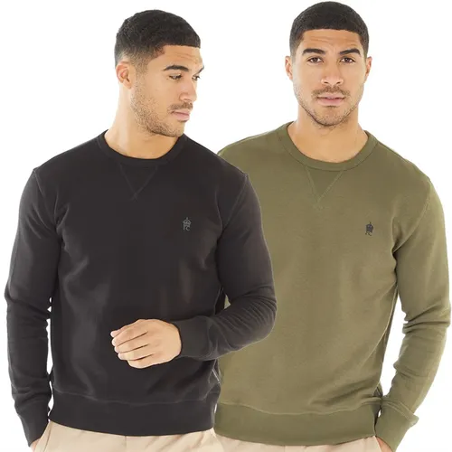 French Connection Mens Two Pack Sweatshirts Black/Khaki