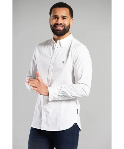 French Connection Mens White Cotton Long Sleeve Oxford Shirt