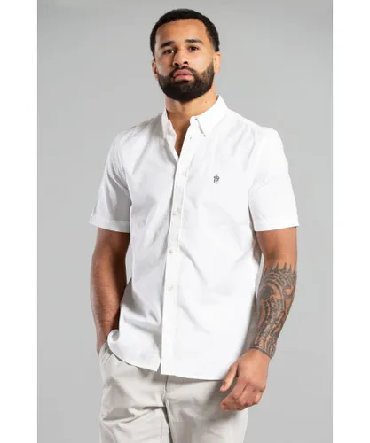 French Connection Mens White Cotton Short Sleeve Oxford Shirt