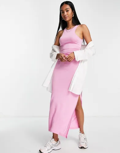 French Connection racer style jersey midi dress in pink