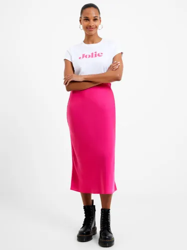 French Connection Satin Slip Midi Skirt, Hot Pink - Hot Pink - Female