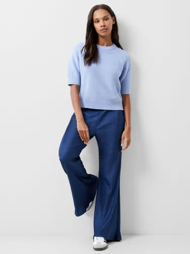 French Connection Scarlette Flared Textured Trousers, Midnight Blue - Midnight Blue - Female