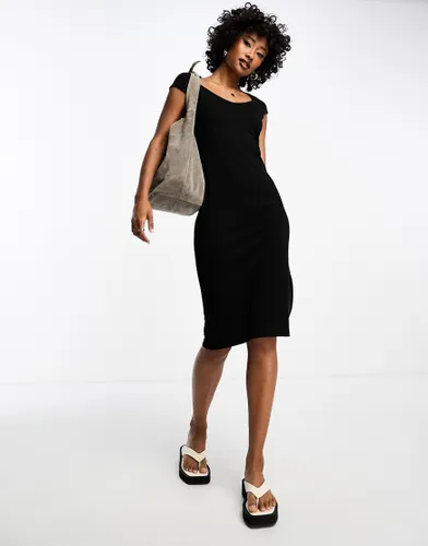 French Connection sweetheart neckline bodycon jersey dress in black