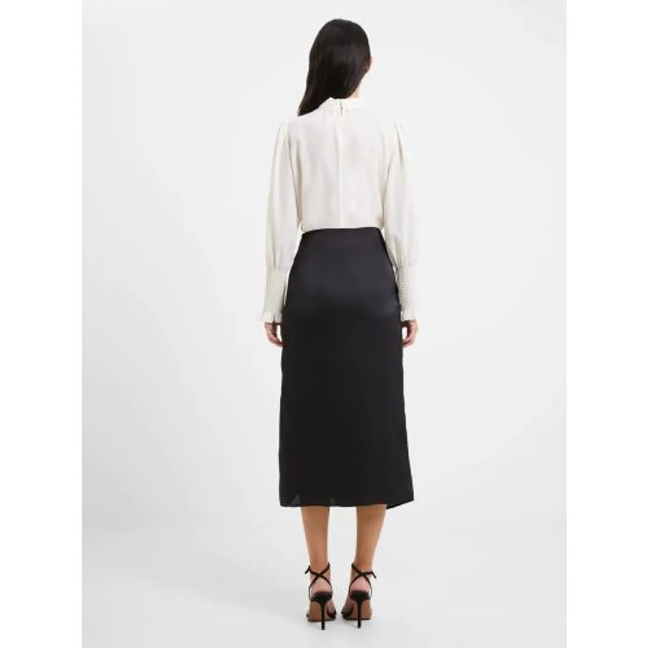 French Connection Womens Blackout Inu Satin Midi Wrap Skirt
