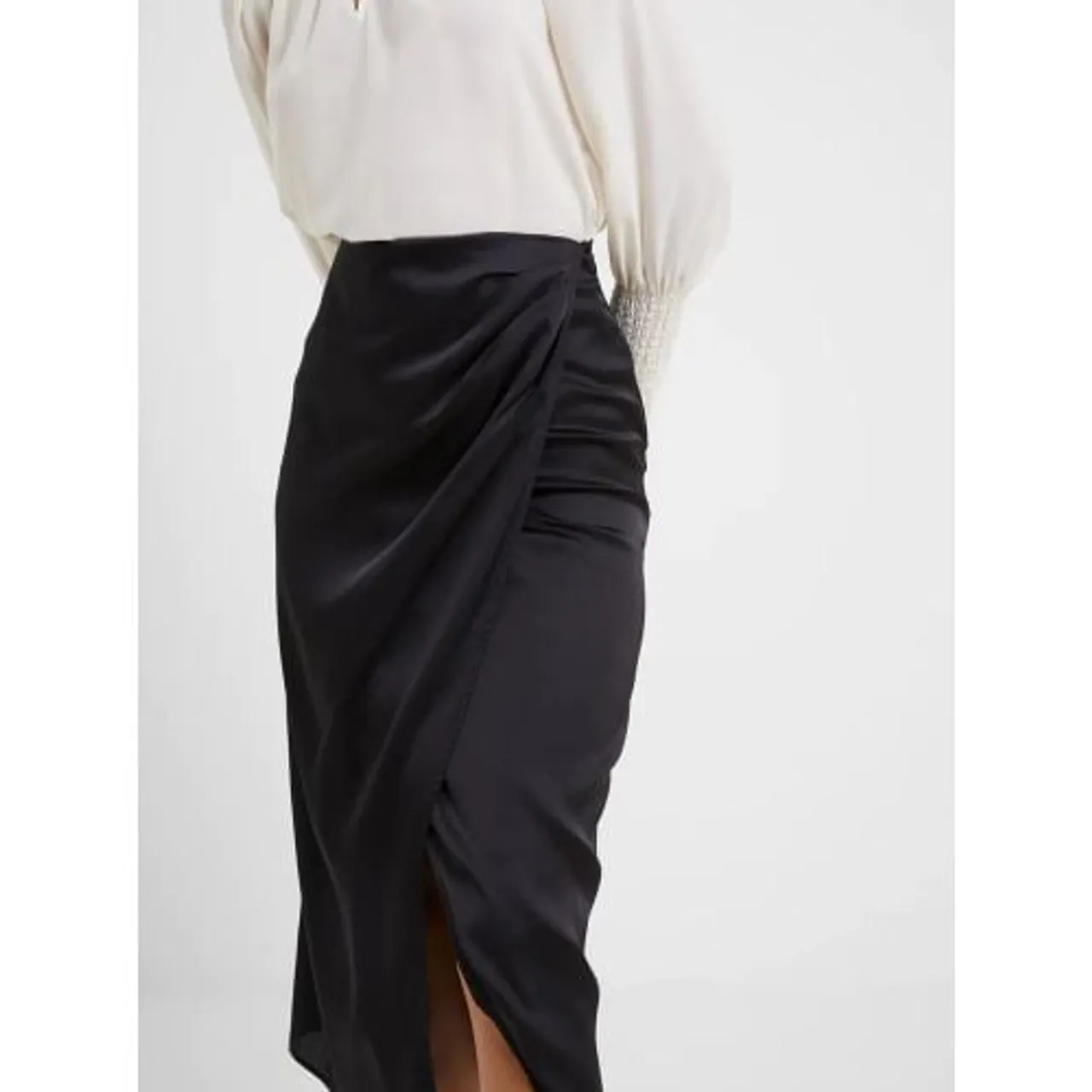 French Connection Womens Blackout Inu Satin Midi Wrap Skirt