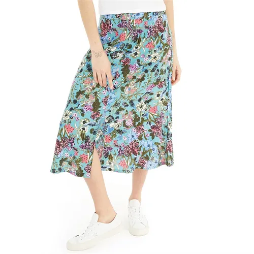 French Connection Womens Blossom Drapey Button Midi Skirt Still Water