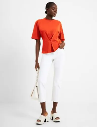 French Connection Womens Cotton Rich Relaxed Peplum Top - XS - Orange, Orange