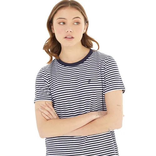 French Connection Womens Crew Stripe T-Shirt Dark Navy/White