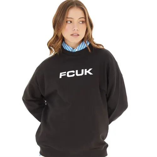 French Connection Womens FCUK Oversized Sweatshirt Black/White