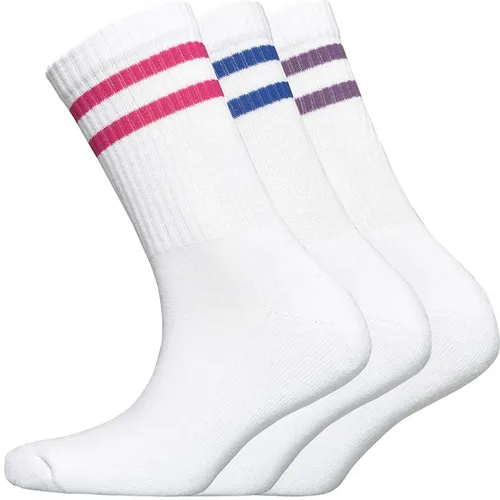 French Connection Womens FCUK Three Pack Socks White/Blue/Purple/Pink