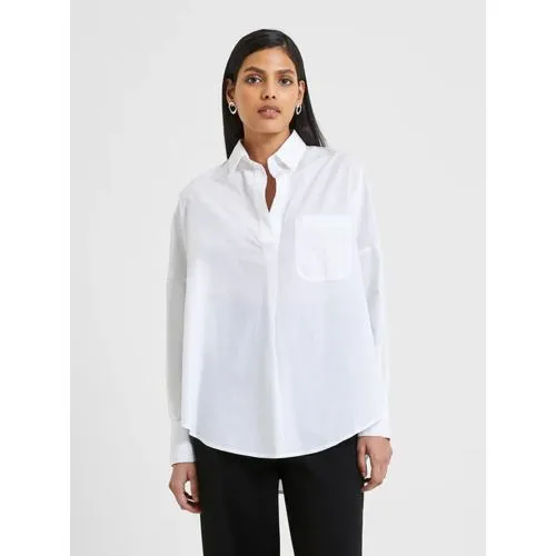 French Connection Womens Linen White Rhodes Poplin Shirt