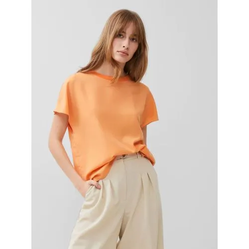 French Connection Womens Melon Crepe Light Crew Neck Top