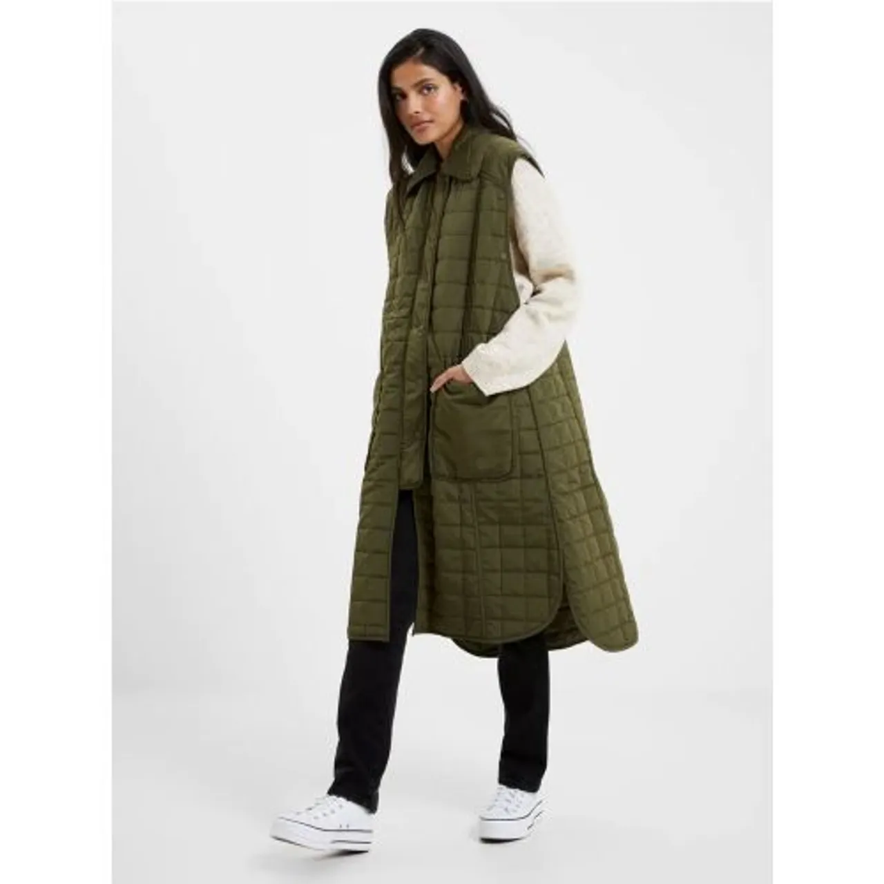 French Connection Womens Olive Night Aris Quilt Coat