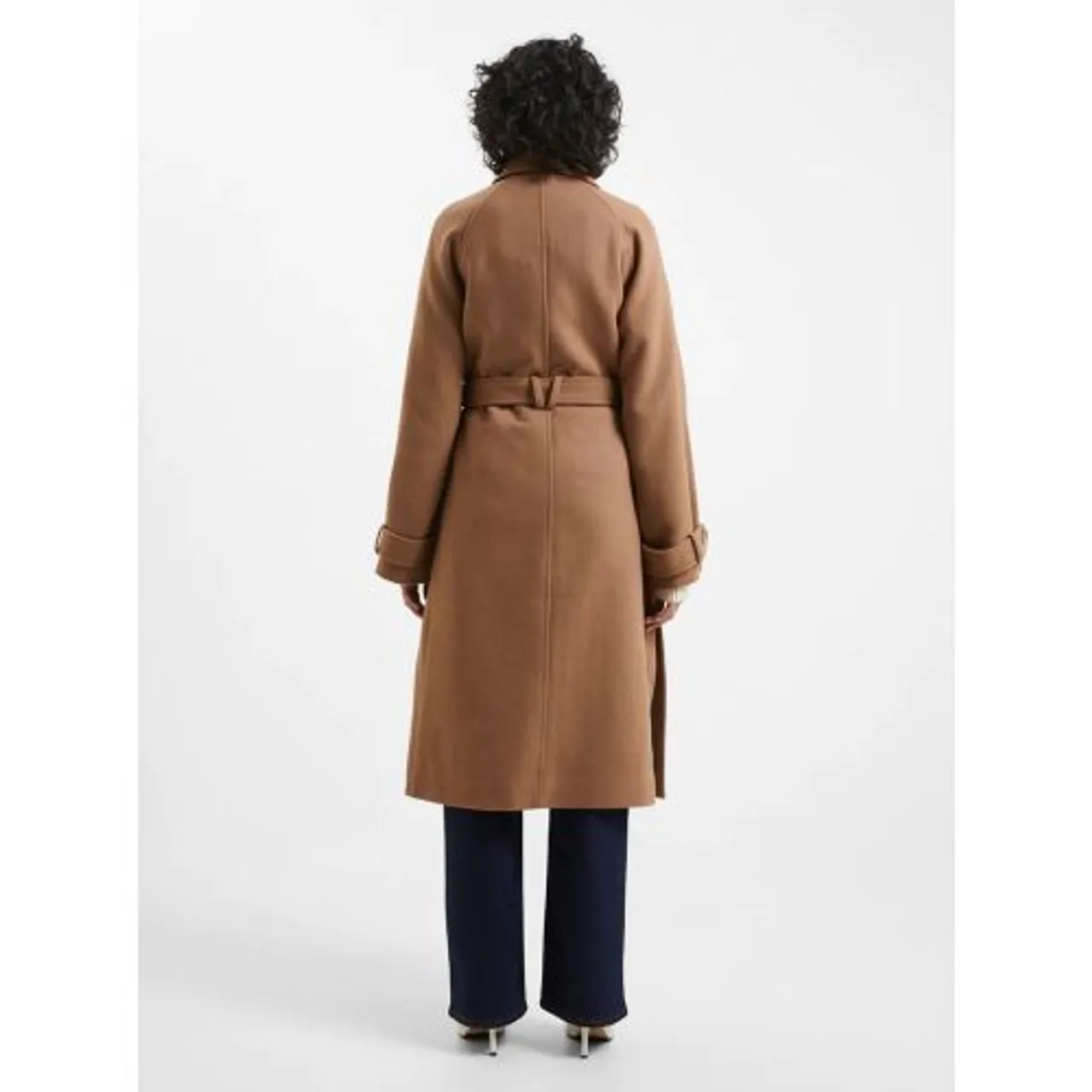 French Connection Womens Tobacco Brown Fawn Felt Coat