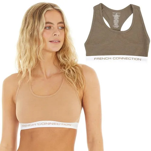 French Connection Womens Two Pack Crop Tops Almond Nude/Walnut