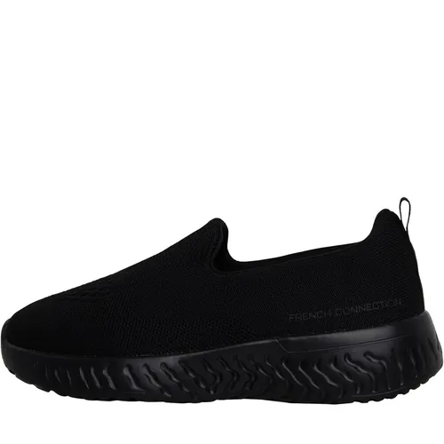 French Connection Womens V5 Slip-On Trainers Black Mono