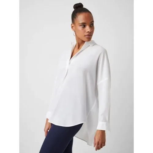 French Connection Womens Winter White Rhodes Recycled Crepe Popover Shirt