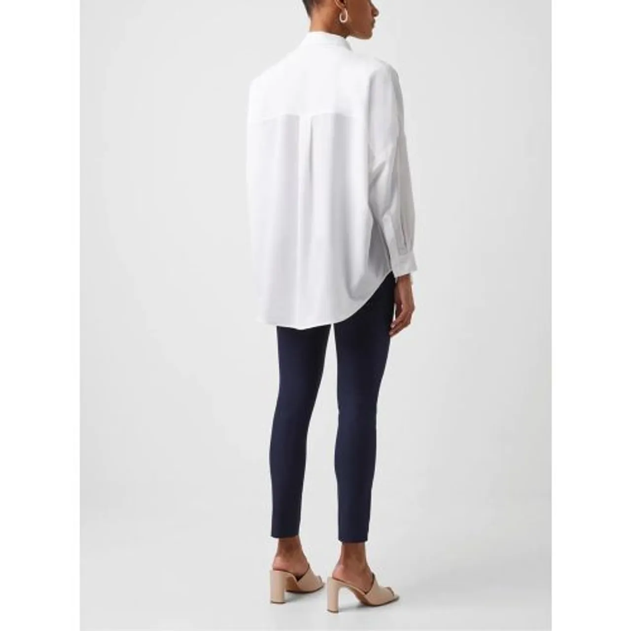 French Connection Womens Winter White Rhodes Recycled Crepe Popover Shirt