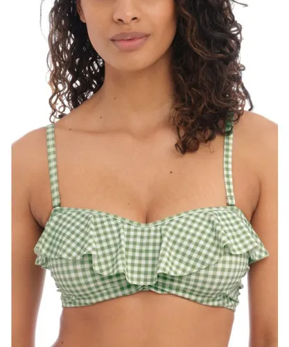 Freya Womens 201910 Check In Bandeau Bikini Top - Green Elastane