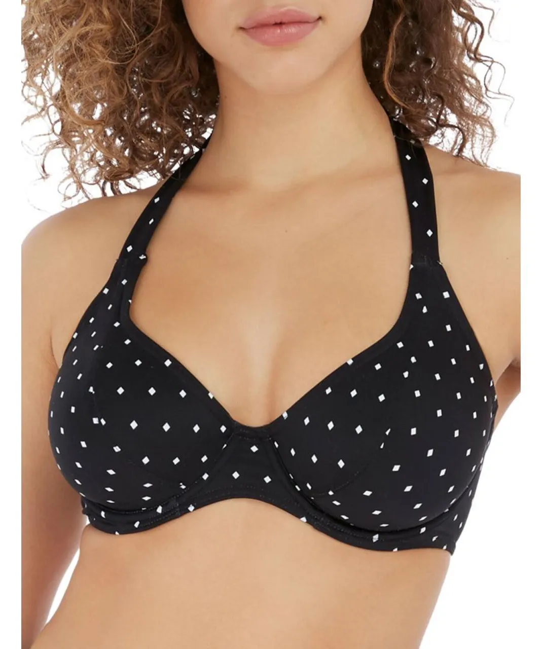 Freya Womens 7232 Jewel Cove Underwired Halter Bikini Top - Black Elastane