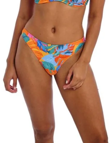 Freya Womens Aloha Coast Printed Brazilian Bikini Bottoms - XS - Orange Mix, Orange Mix