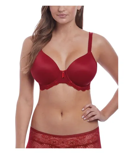 Freya Womens Expression Underwired Demi Plunge Moulded Bra - Ruby - Red Nylon