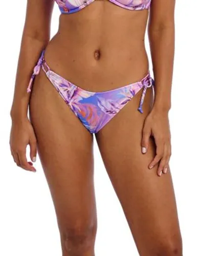 Freya Womens Floral Tie Side High Leg Bikini Bottoms - XS - Purple Mix, Purple Mix