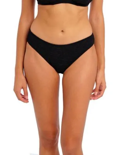 Freya Womens Ibiza Waves Textured Hipster Bikini Bottoms - XS - Black, Black