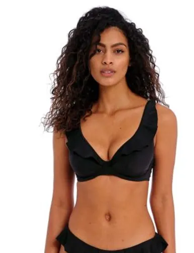 Freya Womens Jewel Cove Wired Plunge Bikini Top - 34D - Black, Black
