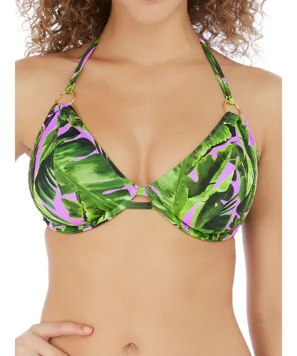 Freya Womens Jungle Oasis Halter Bikini Top - Green Nylon