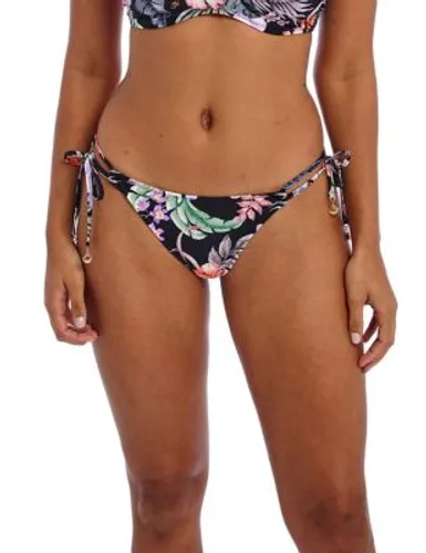 Freya Womens Kamala Bay Floral Tie Side Bikini Bottoms - XS - Black Mix, Black Mix