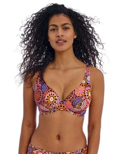 Freya Womens Santiago Nights Printed Wired Plunge Bikini Top - 30D - Multi, Multi