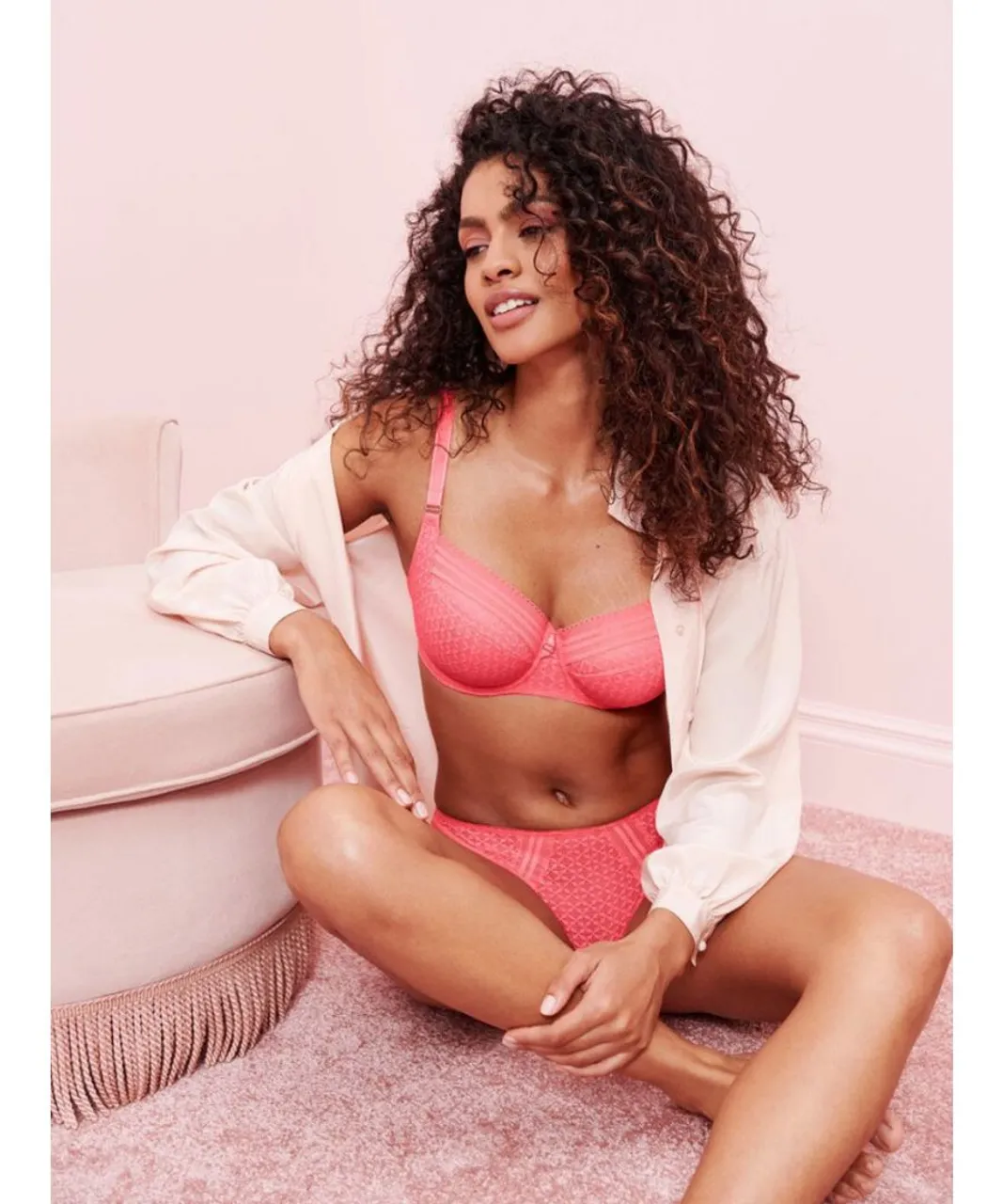 Freya Womens Viva Lace Side Support Bra - Pink Polyamide