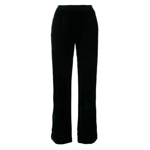 F.r.s For Restless Sleepers , Green Velour Wide-Leg Trousers ,Green female, Sizes:
