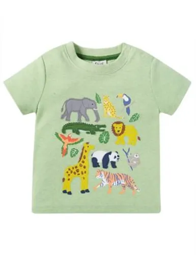 Frugi Boys Pure Cotton Animal T-Shirt (0 Mths-3 Yrs) - 18-24 - Green, Green