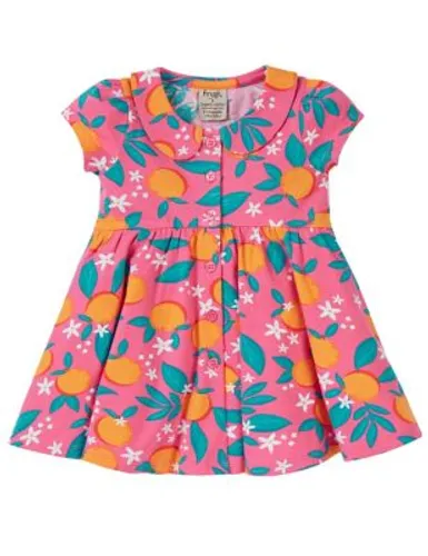 Frugi Girls Cotton Rich Orange Blossom Dress (0-4 Yrs) - 12-18 - Pink, Pink