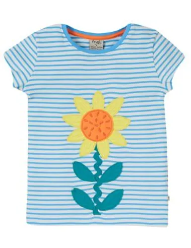 Frugi Girls Organic Cotton Applique T-Shirt (2-10 Yrs) - 3-4 Y - Blue Mix, Blue Mix