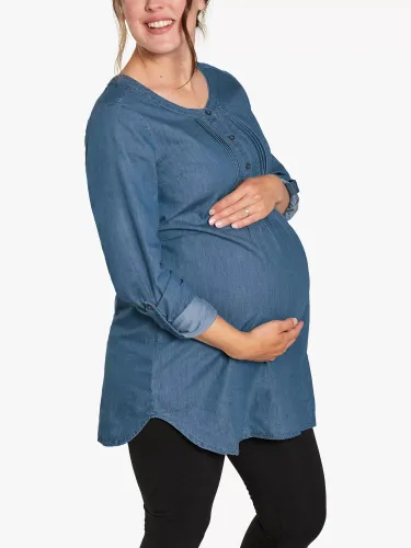 Frugi Maternity Roisin Denim Tunic Top, Blue - Blue - Female