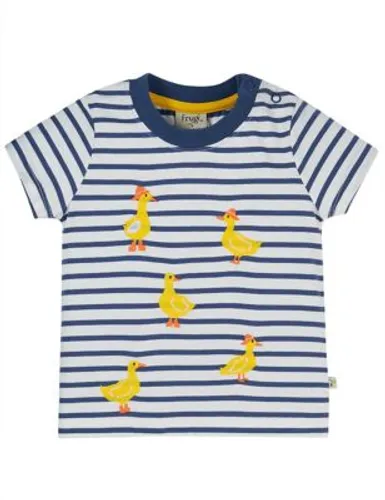 Frugi Organic Cotton Duck Striped T-Shirt (0-3 Yrs) - 6-9M - Navy, Navy