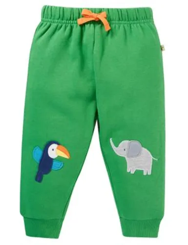 Frugi Organic Cotton Embroidered Joggers (0-4 Yrs) - 3-4 Y - Green, Green