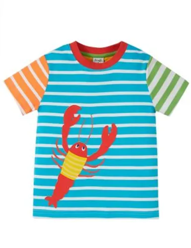 Frugi Pure Cotton Striped Lobster T-Shirt (2-10 Yrs) - 6-7 Y - Multi, Multi